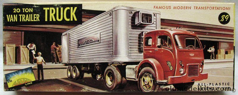 Aurora 1/64 20 Ton Van Trailer (Refrigerated) and White 3000 Truck, 684-89 plastic model kit